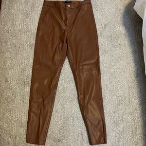 Zara chocolate brown faux leather pants